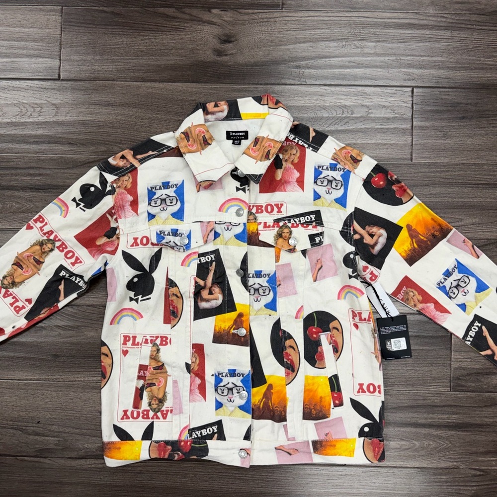 NWT Playboy by Pacson Vintage Bunny Oversized Denim Trucker Jacket - Size XS